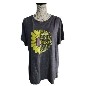 Basico Sunflower Graphic Space-Dye Tee Shirt Size 2X-Large